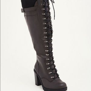 Torrid SWEATER KNIT TOP LACE UP COMBAT BOOTS